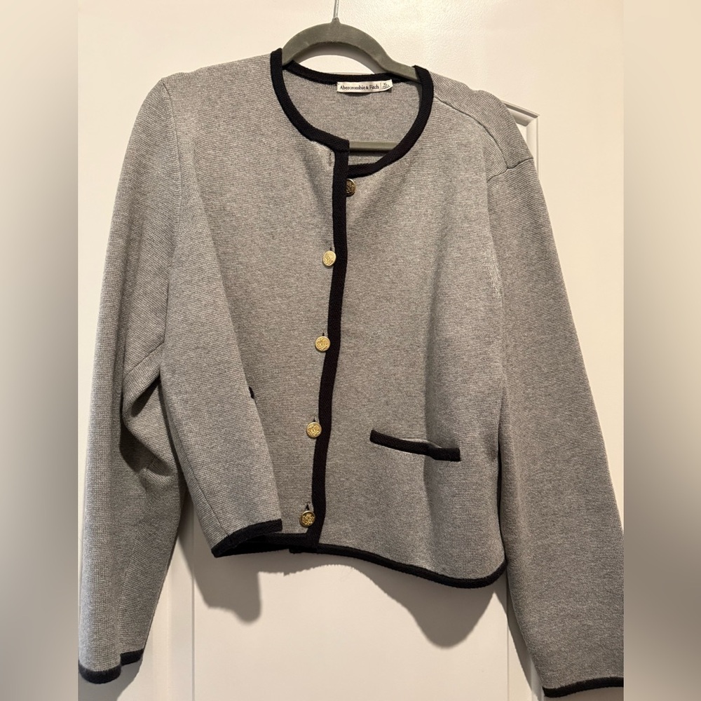 Abercrombie & Fitch Gray Blazer with Gold Buttons